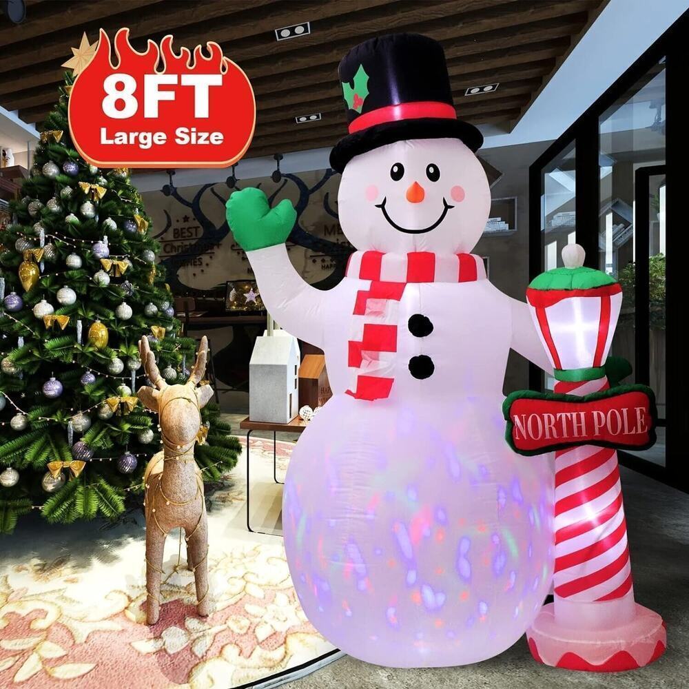 8FT Inflatable Snowman Christmas Outdoor Yard Decorations Outside‎ Giant LED